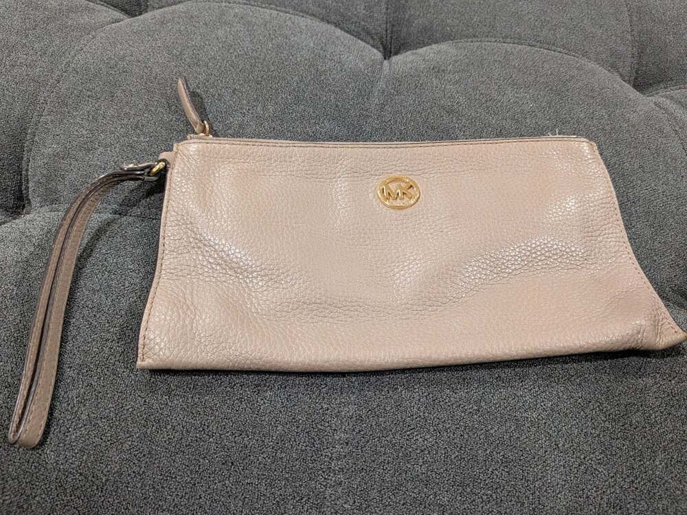 Michael Kors Leather Wristlet Taupe